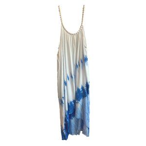 One Size Blue and White Flowy Lightweight Summer Dress